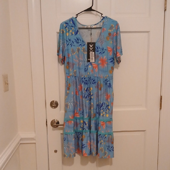 White Mark Blue Floral Dress - Picture 1 of 5